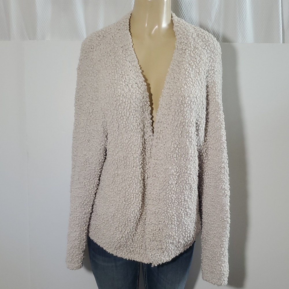 Barefoot Dreams Textured Open Front Cardigan Cream Size M